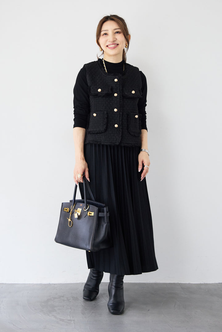 クラシカルベスト×ロングプリーツワンピースセット