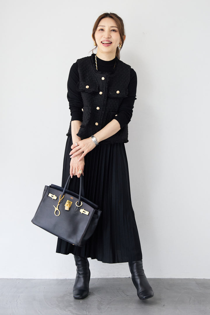 クラシカルベスト×ロングプリーツワンピースセット