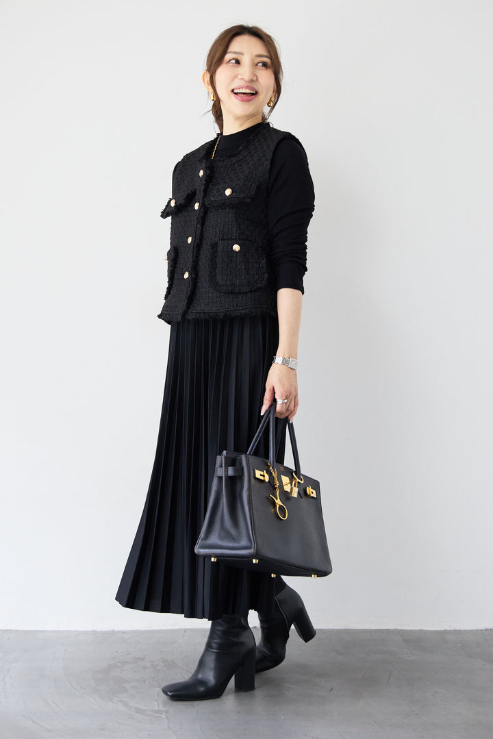 クラシカルベスト×ロングプリーツワンピースセット