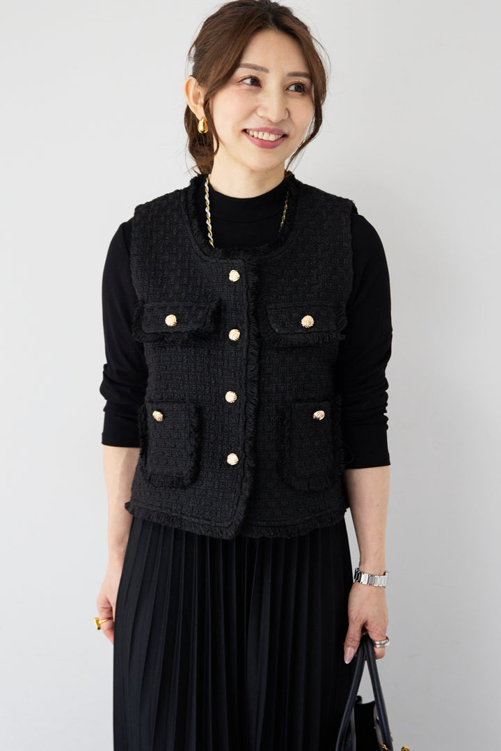 クラシカルベスト×ロングプリーツワンピースセット