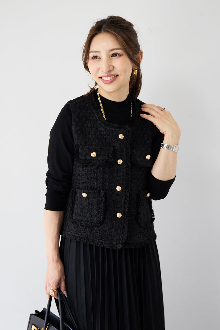 クラシカルベスト×ロングプリーツワンピースセット