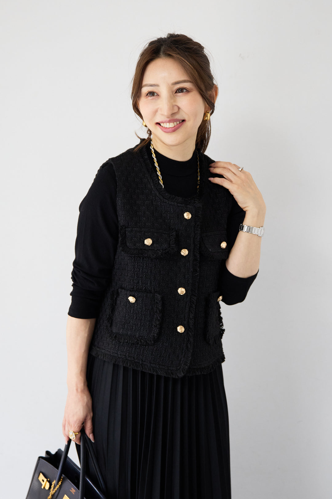 クラシカルベスト×ロングプリーツワンピースセット