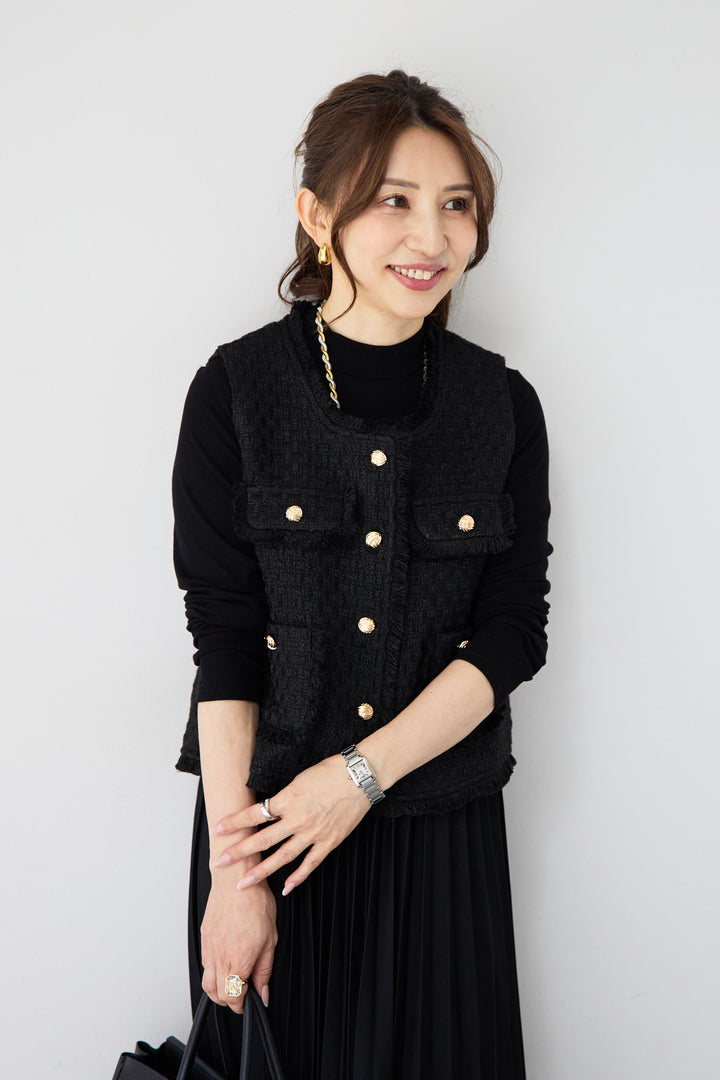 クラシカルベスト×ロングプリーツワンピースセット