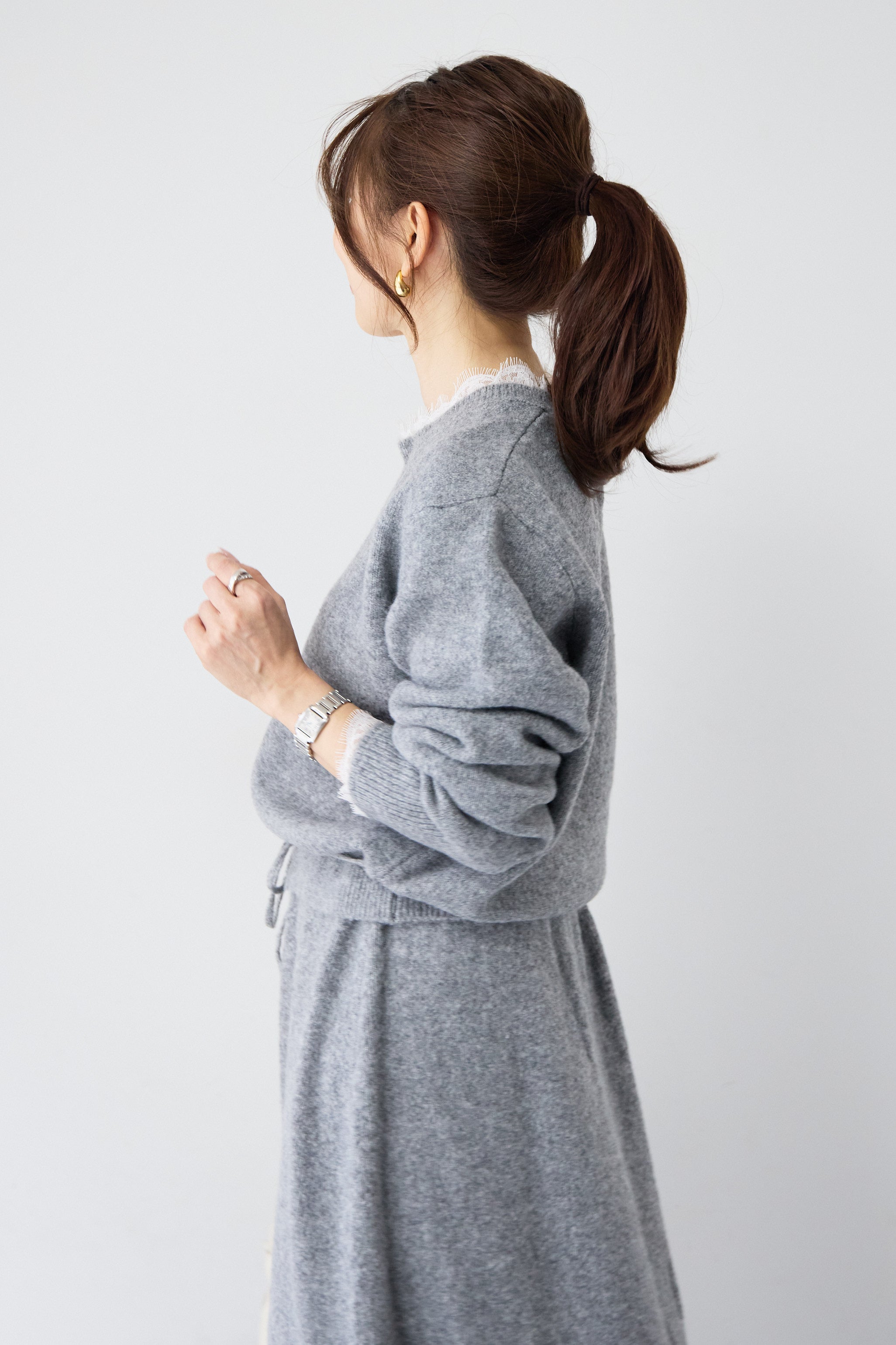 【Totto】TIARA フェレットニット　グレー Tiara Cropped Sweater Grey | Princess Polly