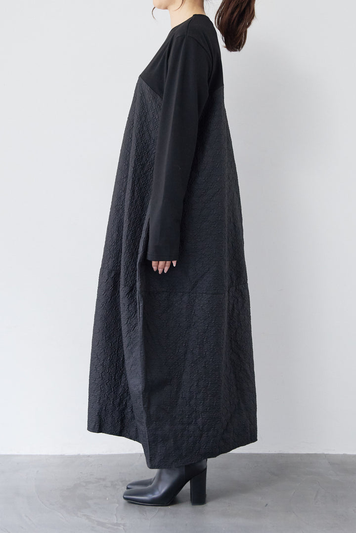 ジャガード切替コクーンワンピ