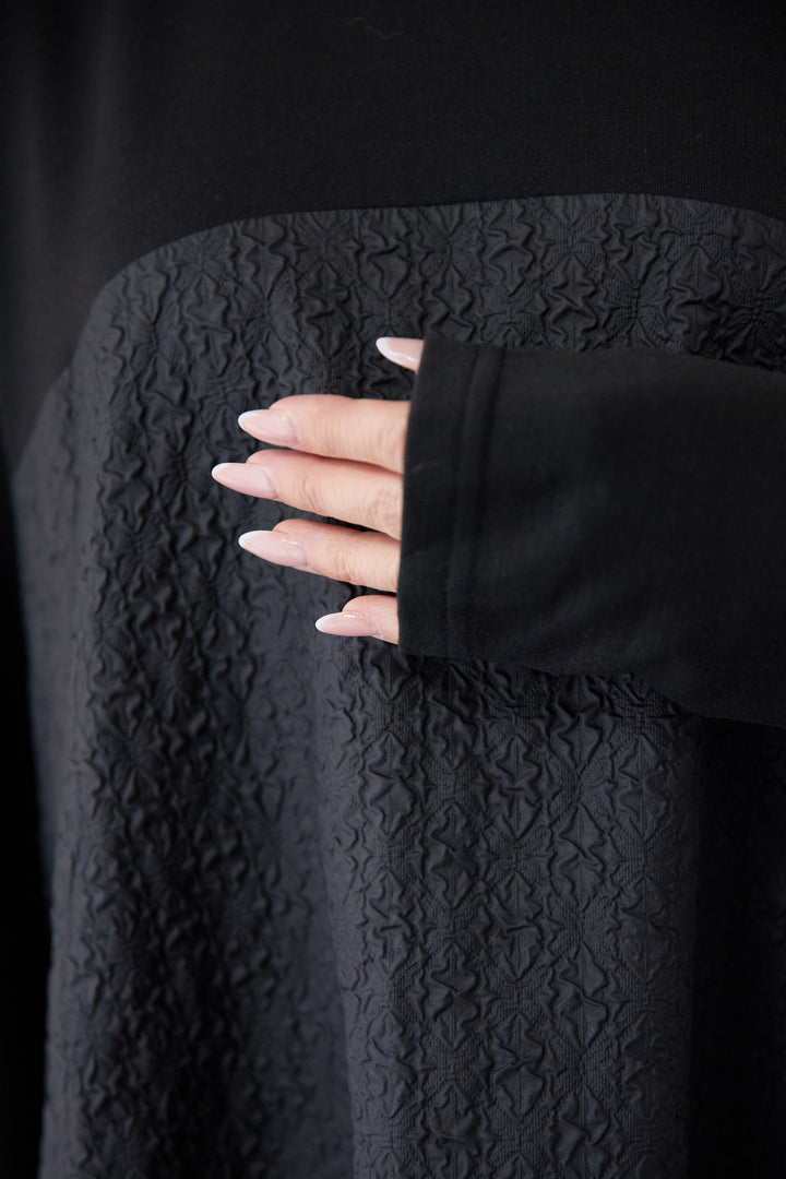 ジャガード切替コクーンワンピ