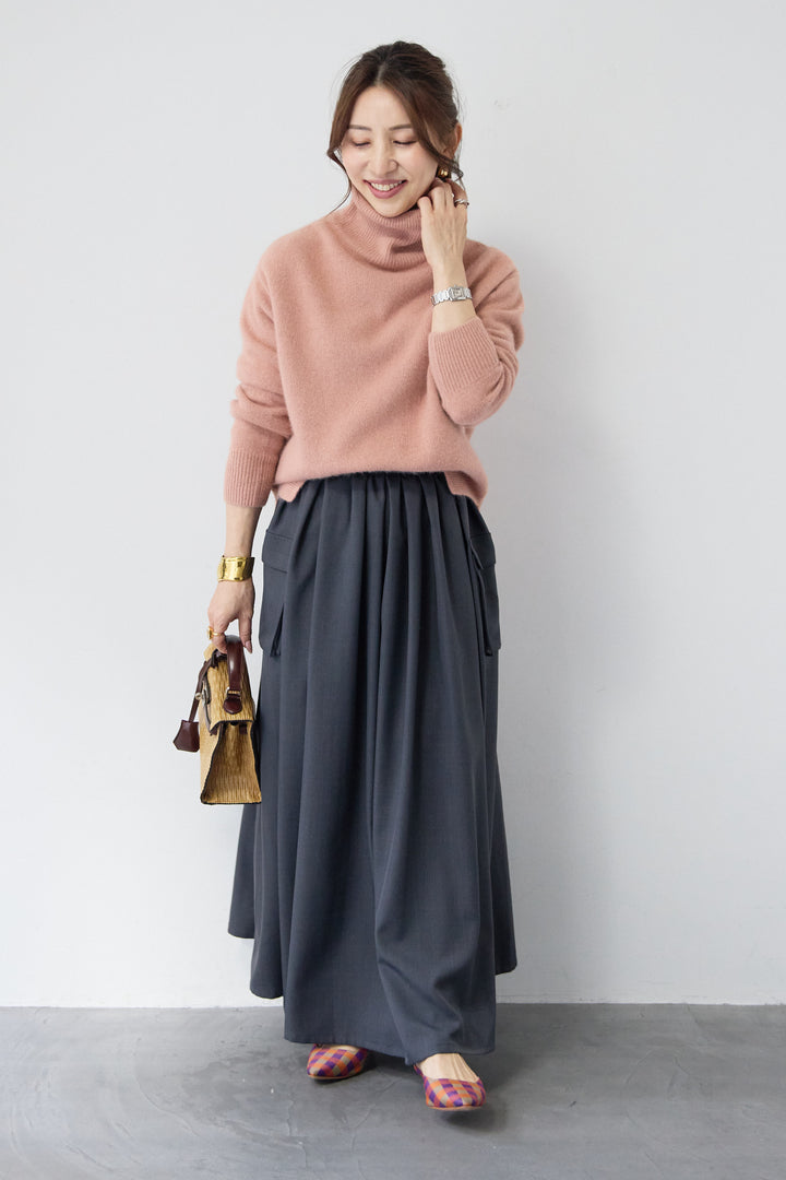 サイドポケット ギャザーフレアスカート