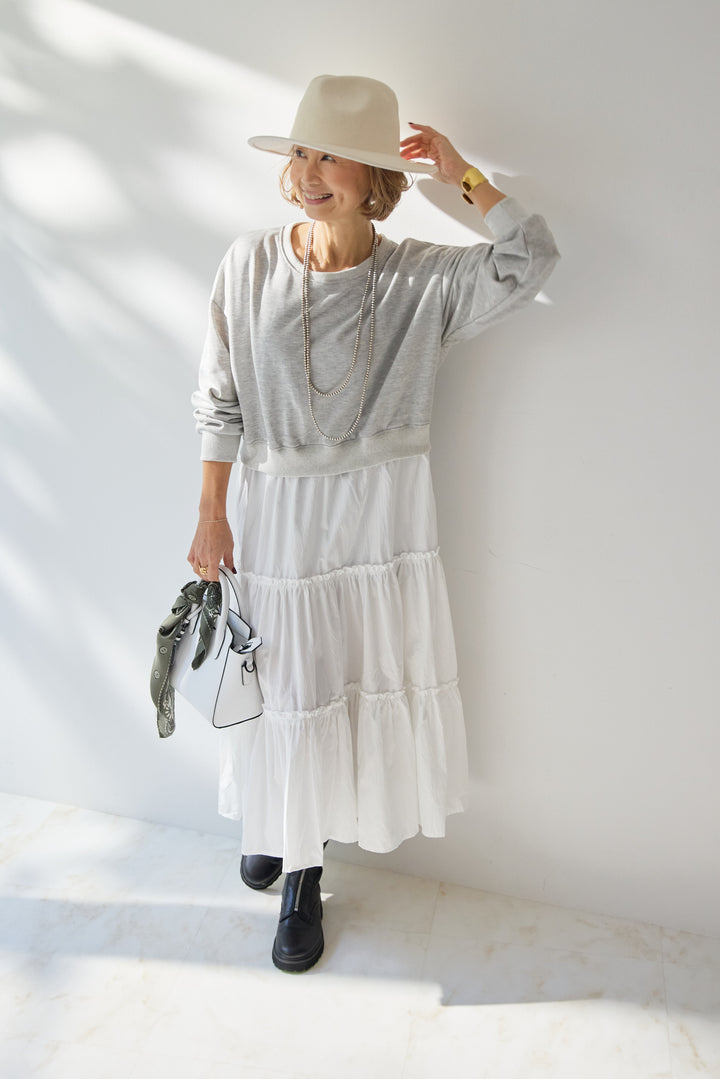 スウェットドッキングティアードワンピース