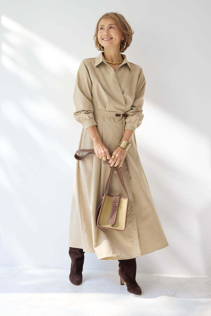 カシュクールデザインシャツワンピース