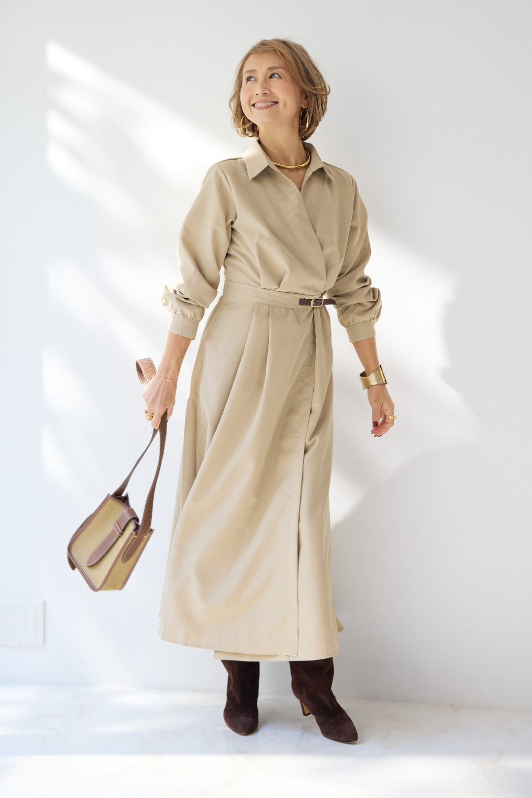 カシュクールデザインシャツワンピース