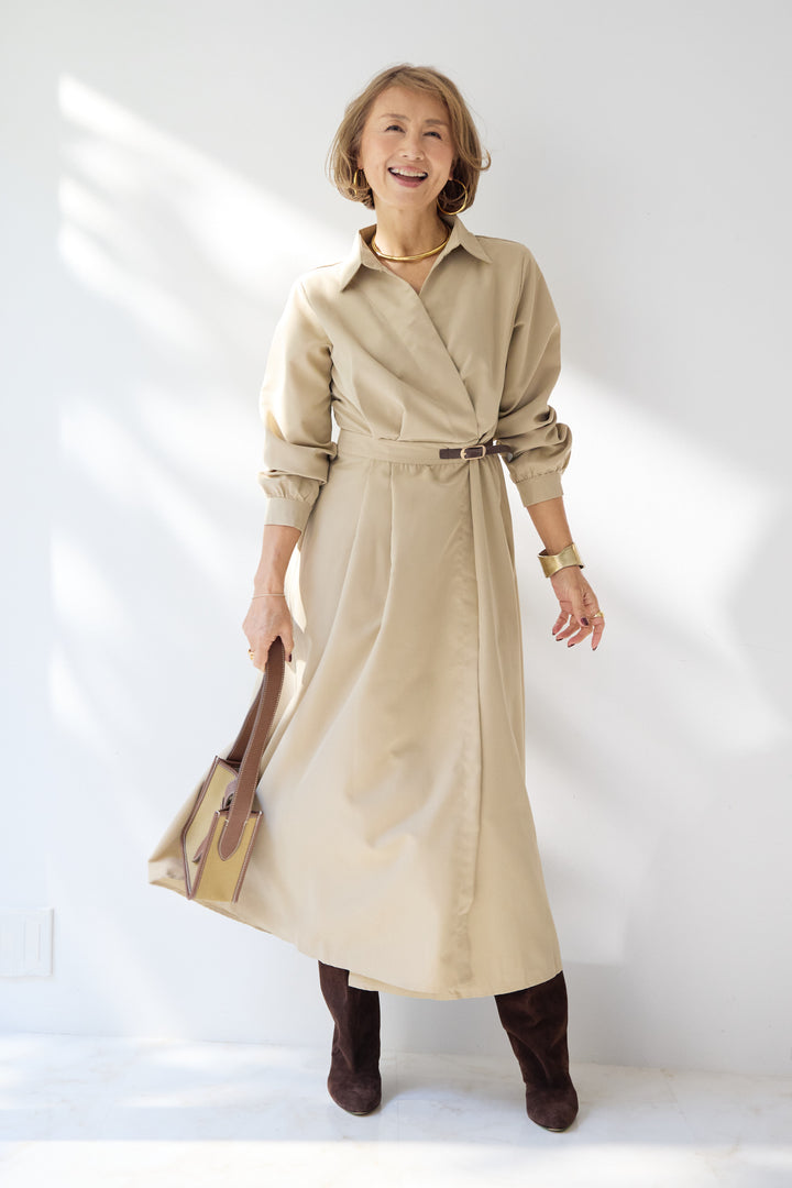 カシュクールデザインシャツワンピース