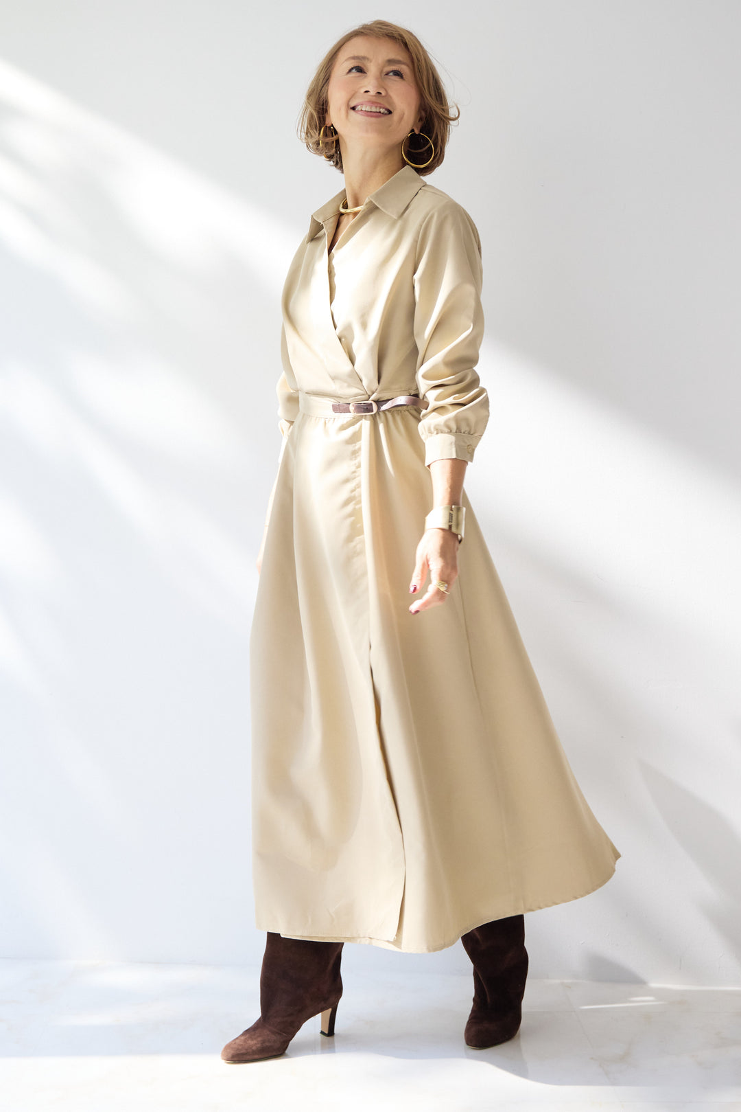 カシュクールデザインシャツワンピース