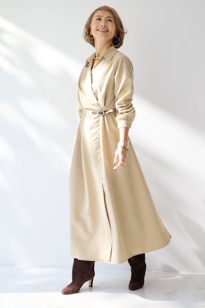 カシュクールデザインシャツワンピース