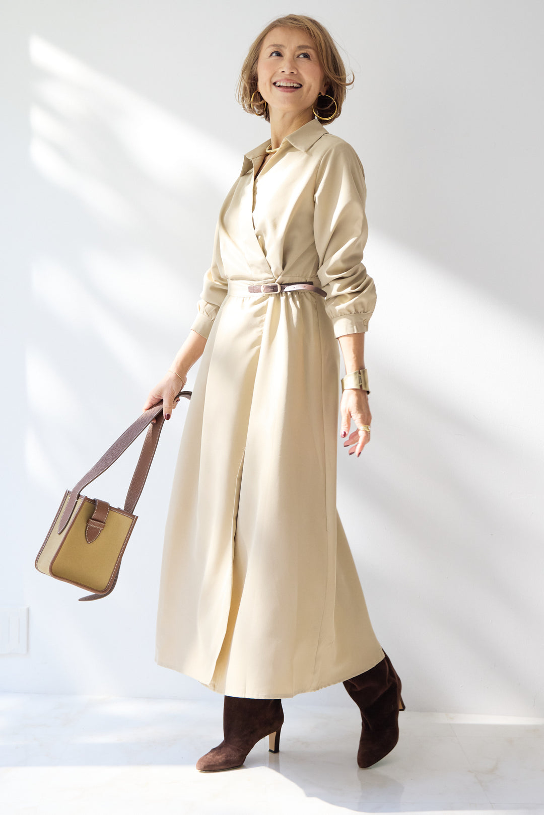 カシュクールデザインシャツワンピース