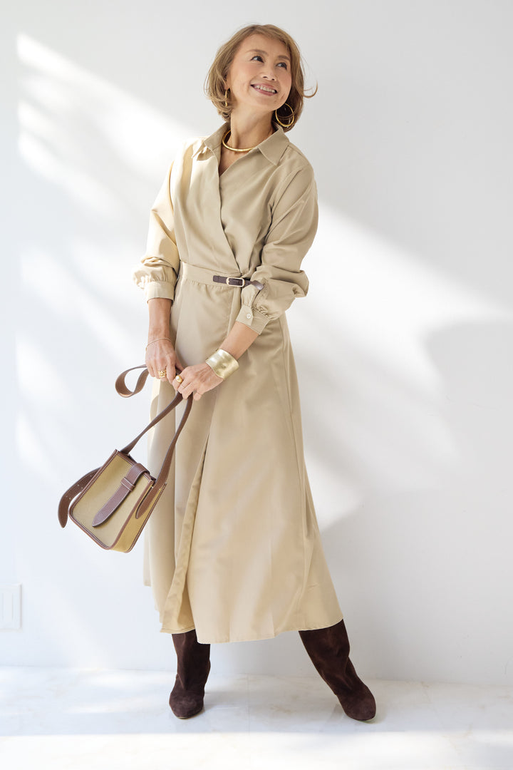 カシュクールデザインシャツワンピース