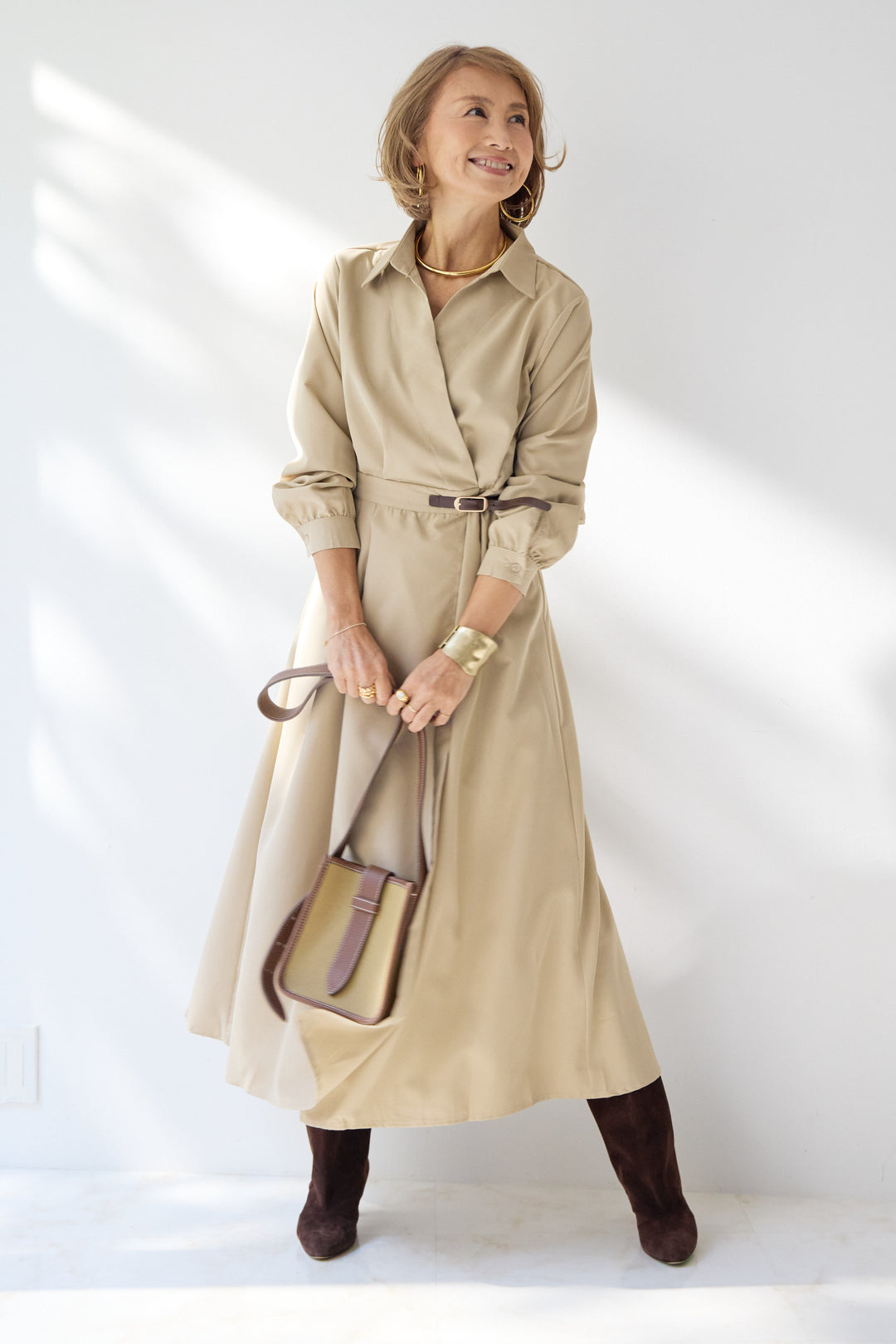 カシュクールデザインシャツワンピース