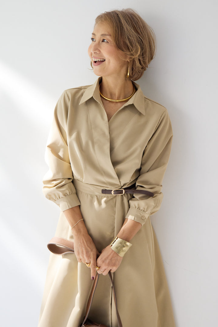 カシュクールデザインシャツワンピース