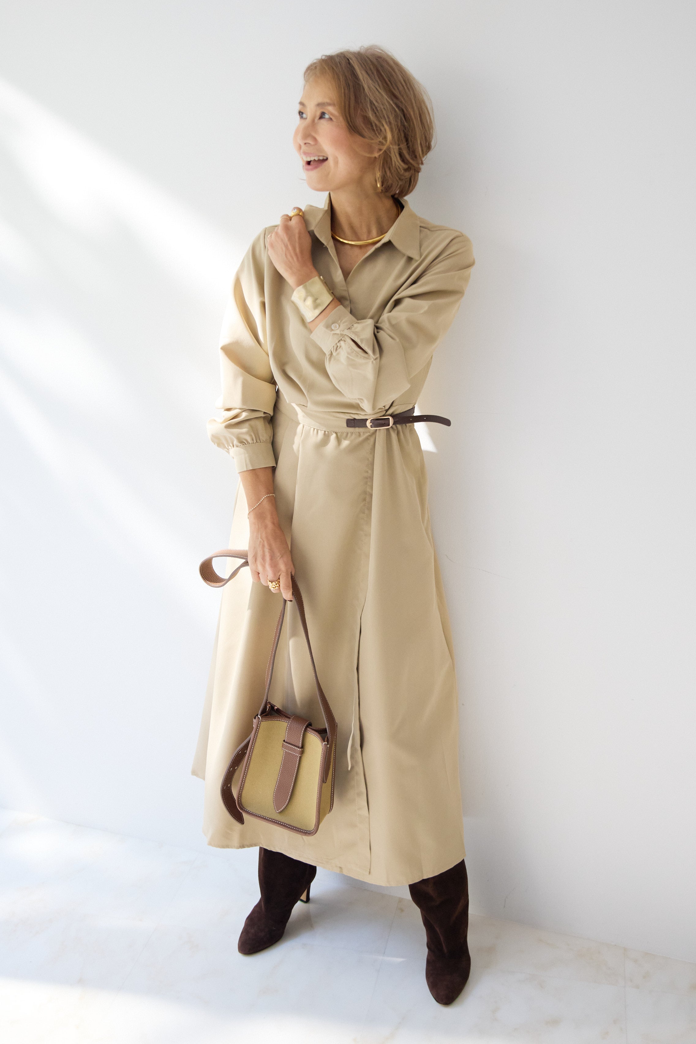 カシュクールデザインシャツワンピース – plusotoha