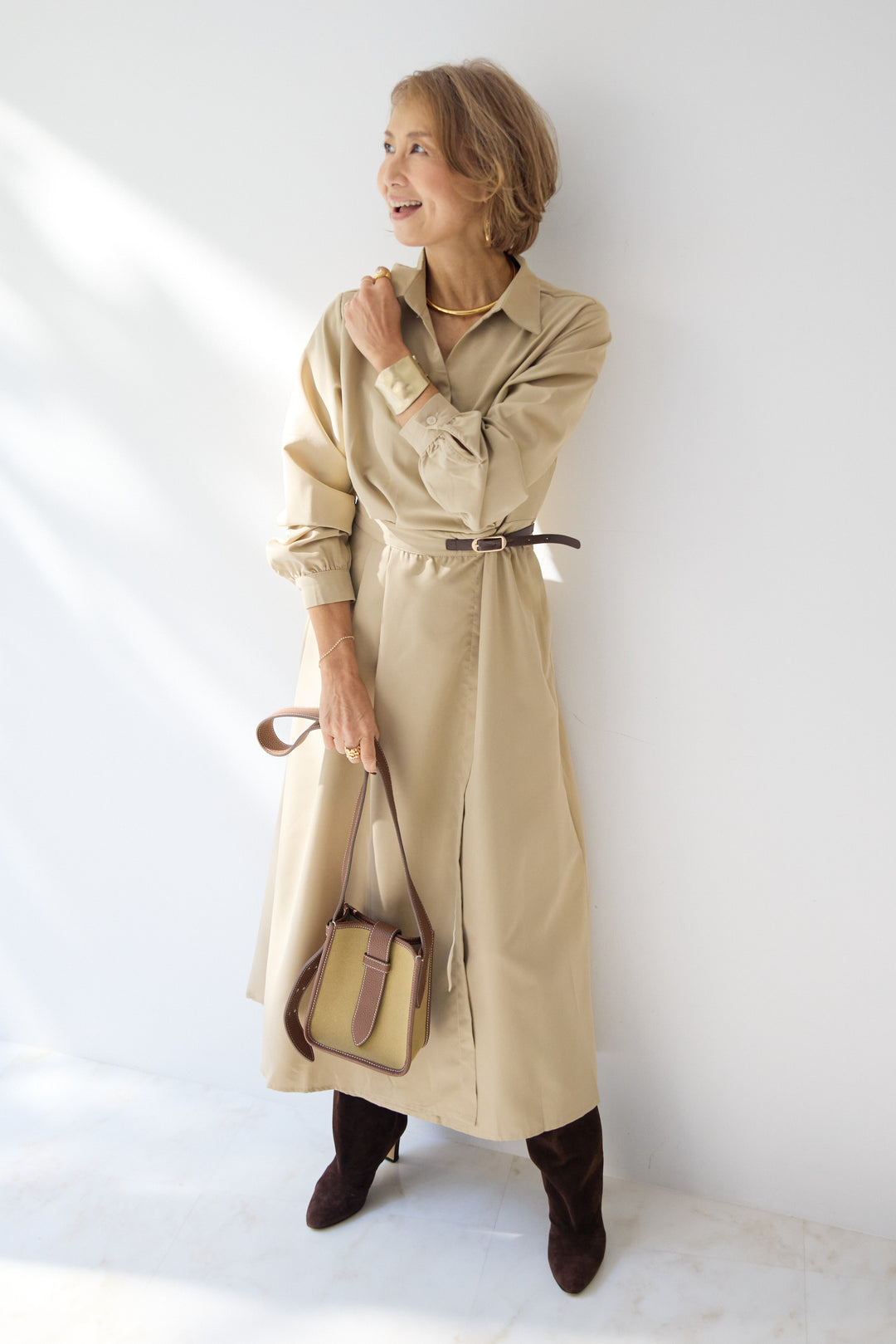 カシュクールデザインシャツワンピース