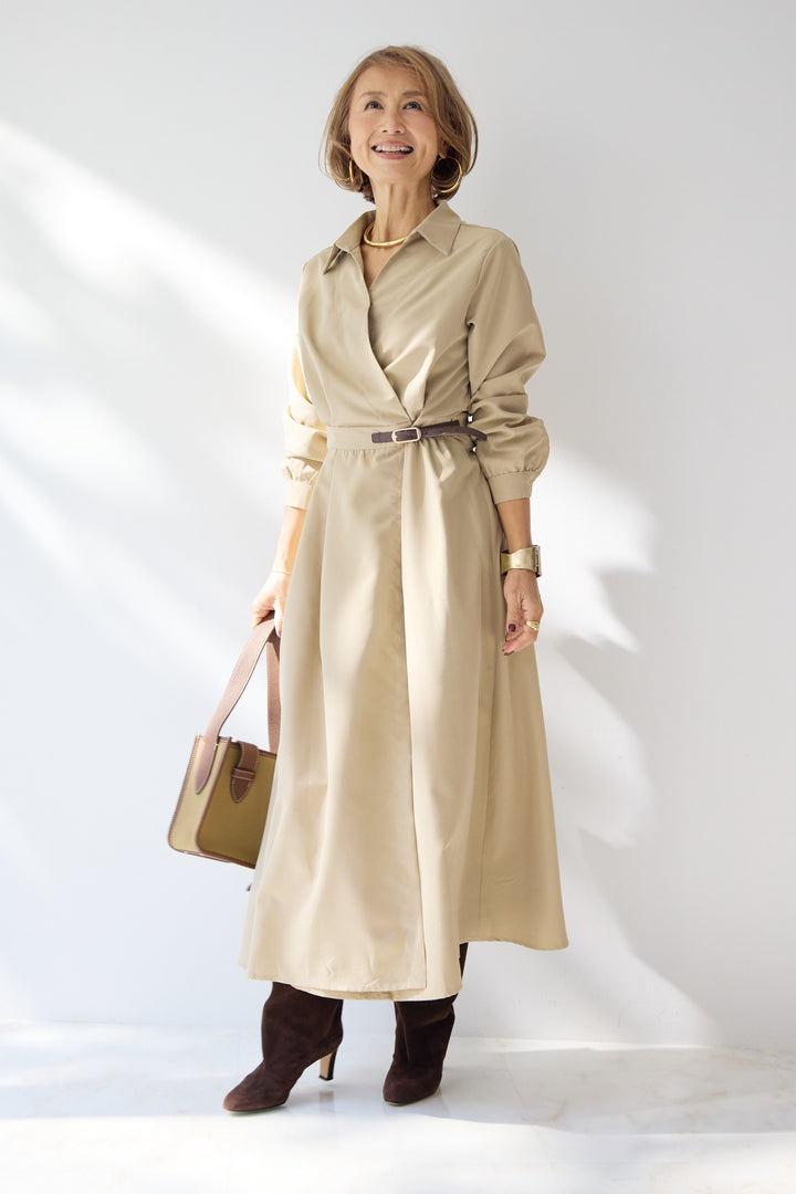 カシュクールデザインシャツワンピース