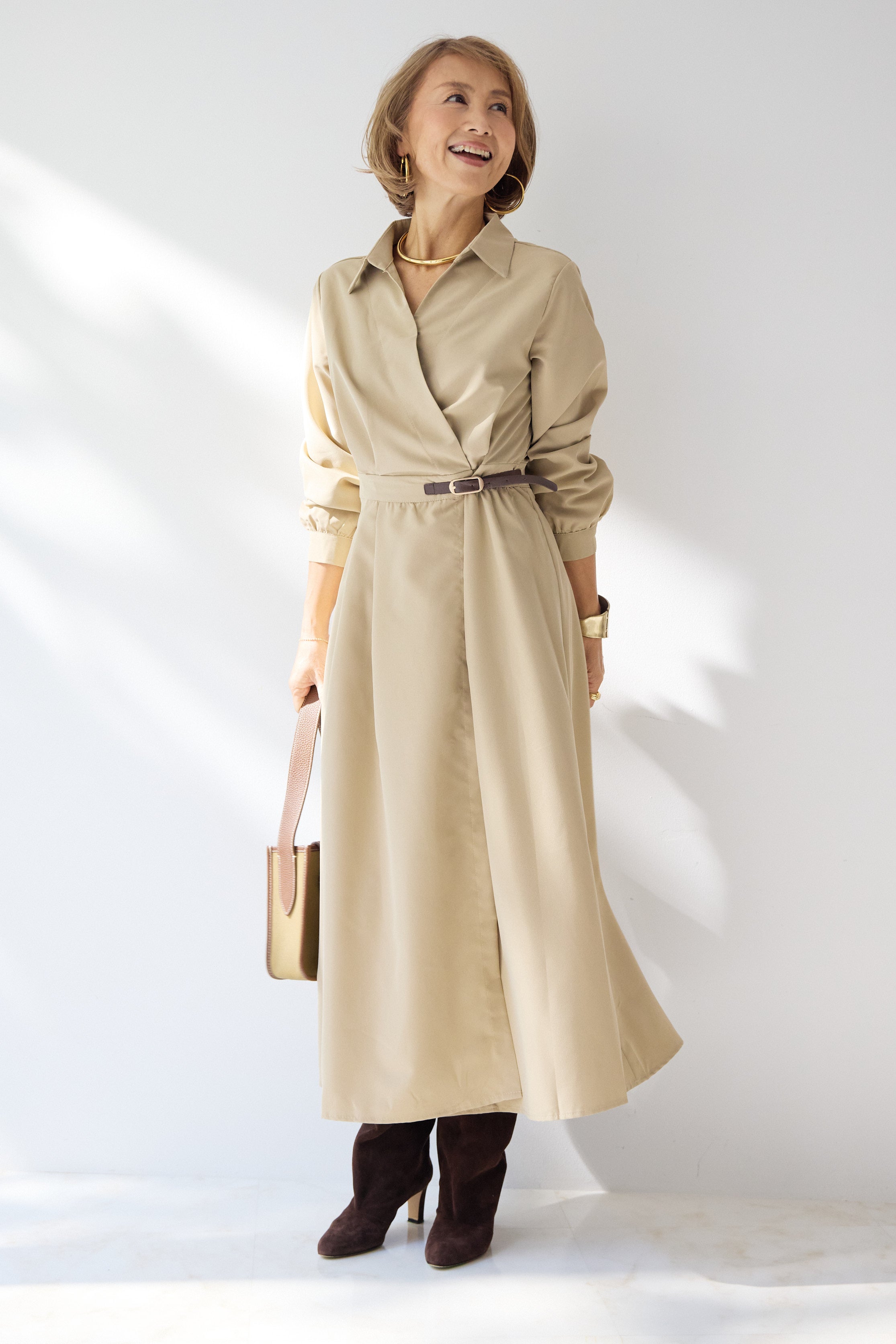 カシュクールデザインシャツワンピース – plusotoha