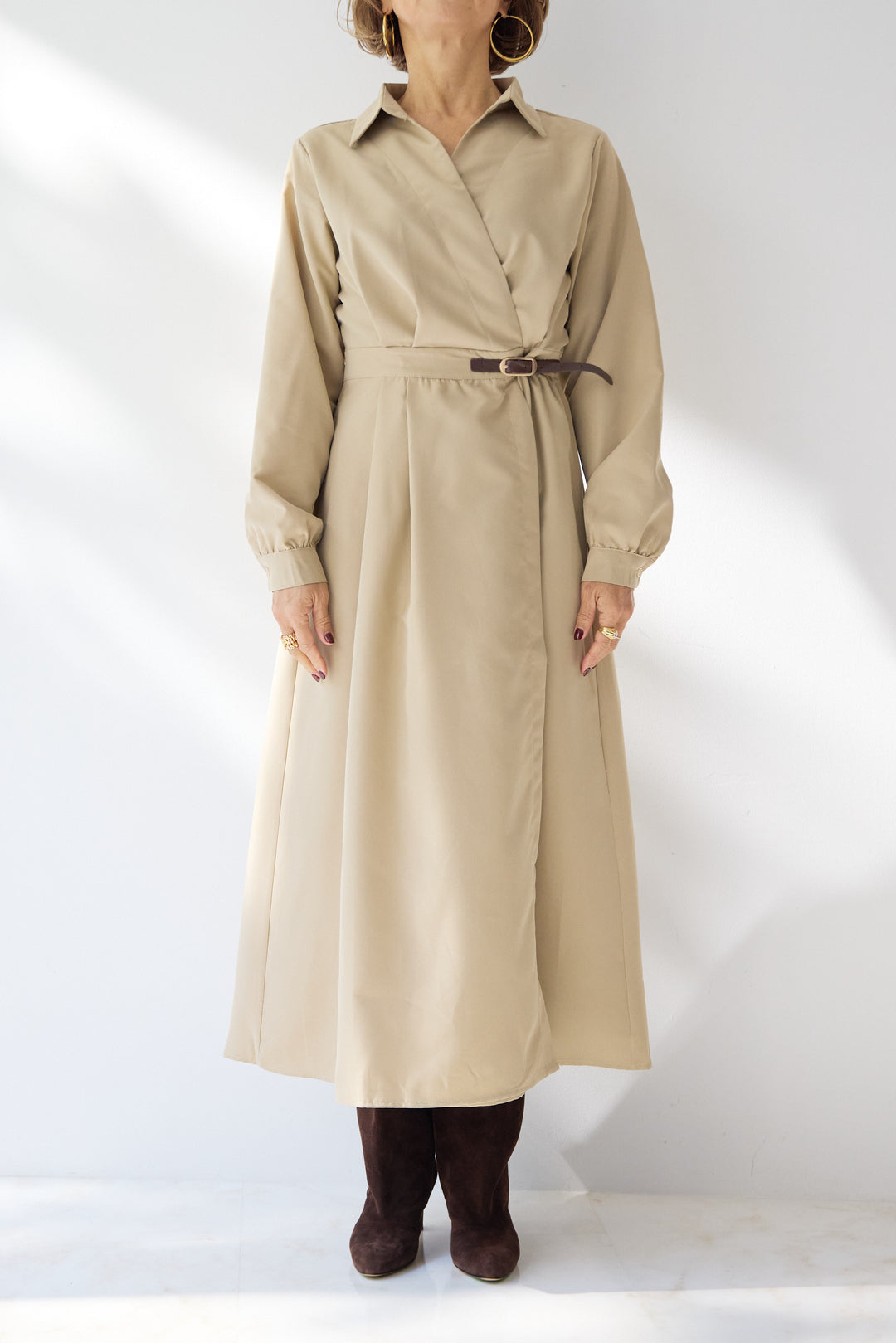 カシュクールデザインシャツワンピース