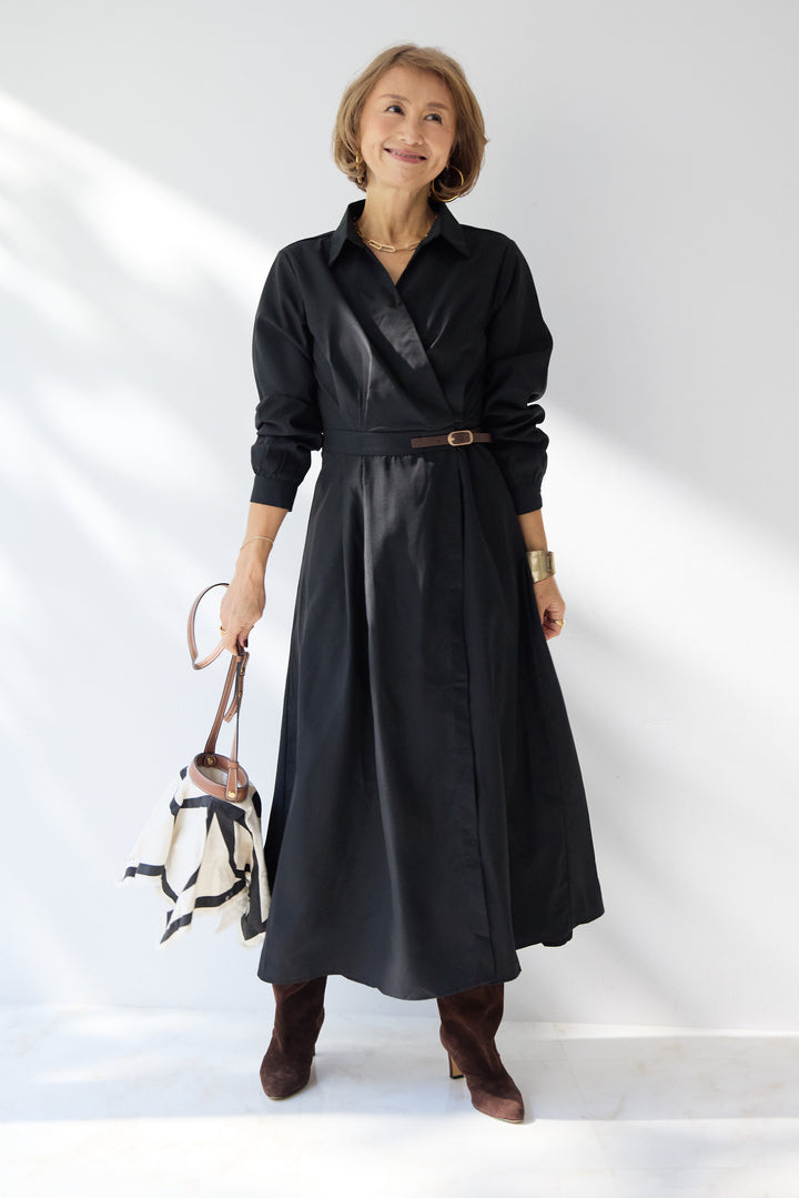 カシュクールデザインシャツワンピース