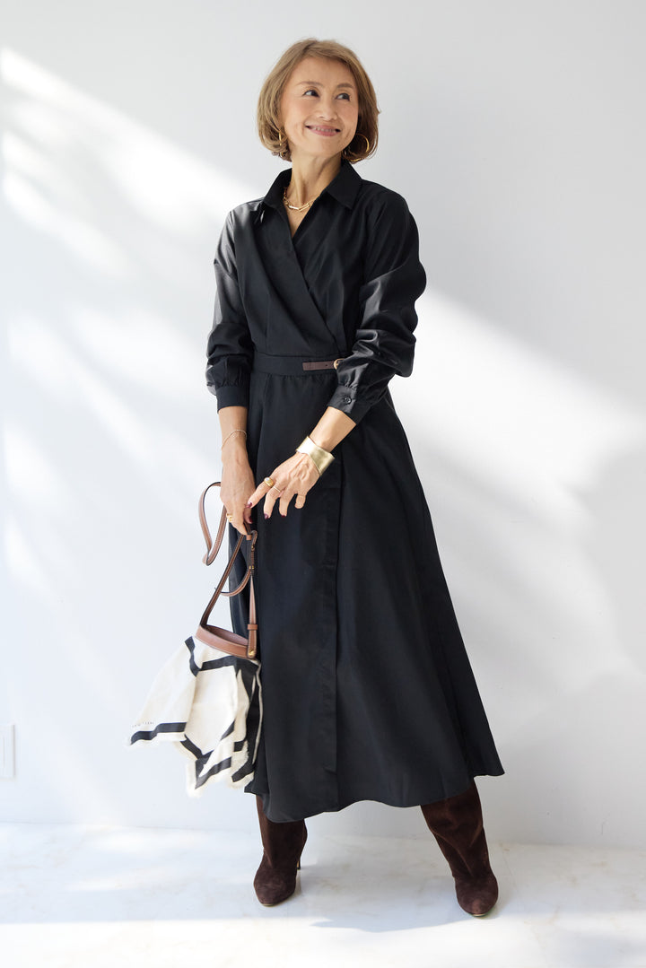 カシュクールデザインシャツワンピース