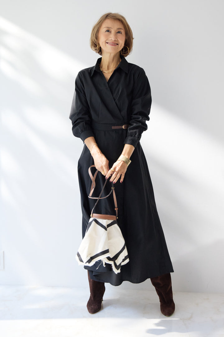 カシュクールデザインシャツワンピース