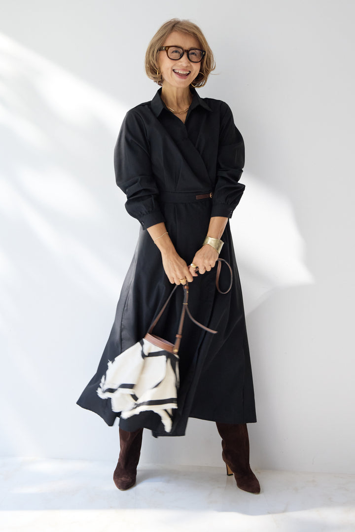 カシュクールデザインシャツワンピース