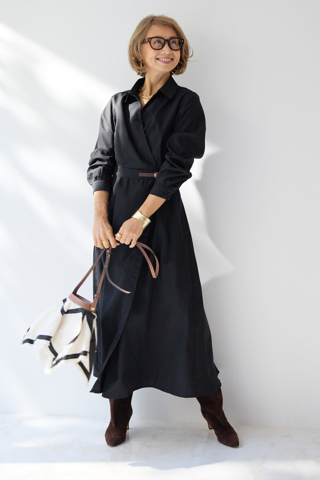 カシュクールデザインシャツワンピース