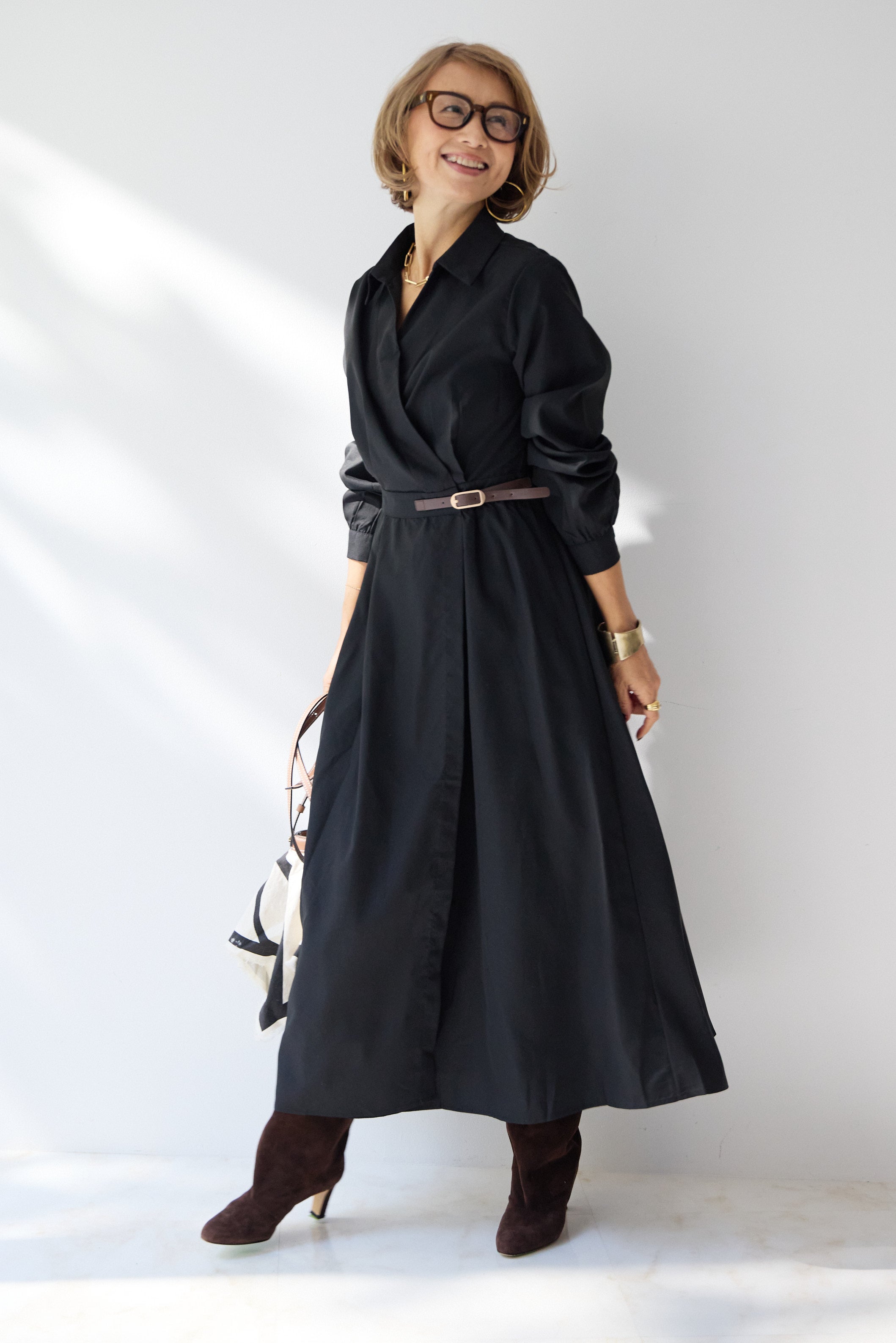 【新品未使用】プラスオトハ カシュクールデザインシャツワンピース ブラック カシュクールデザインシャツワンピース – plusotoha