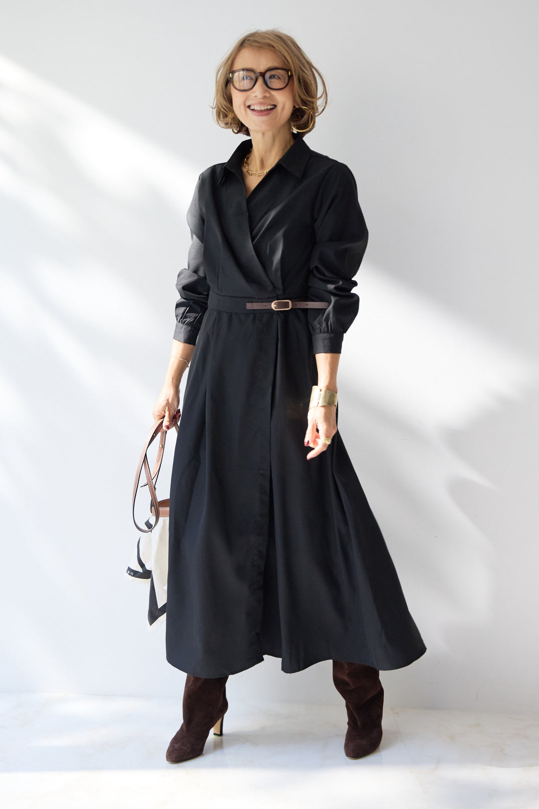 カシュクールデザインシャツワンピース