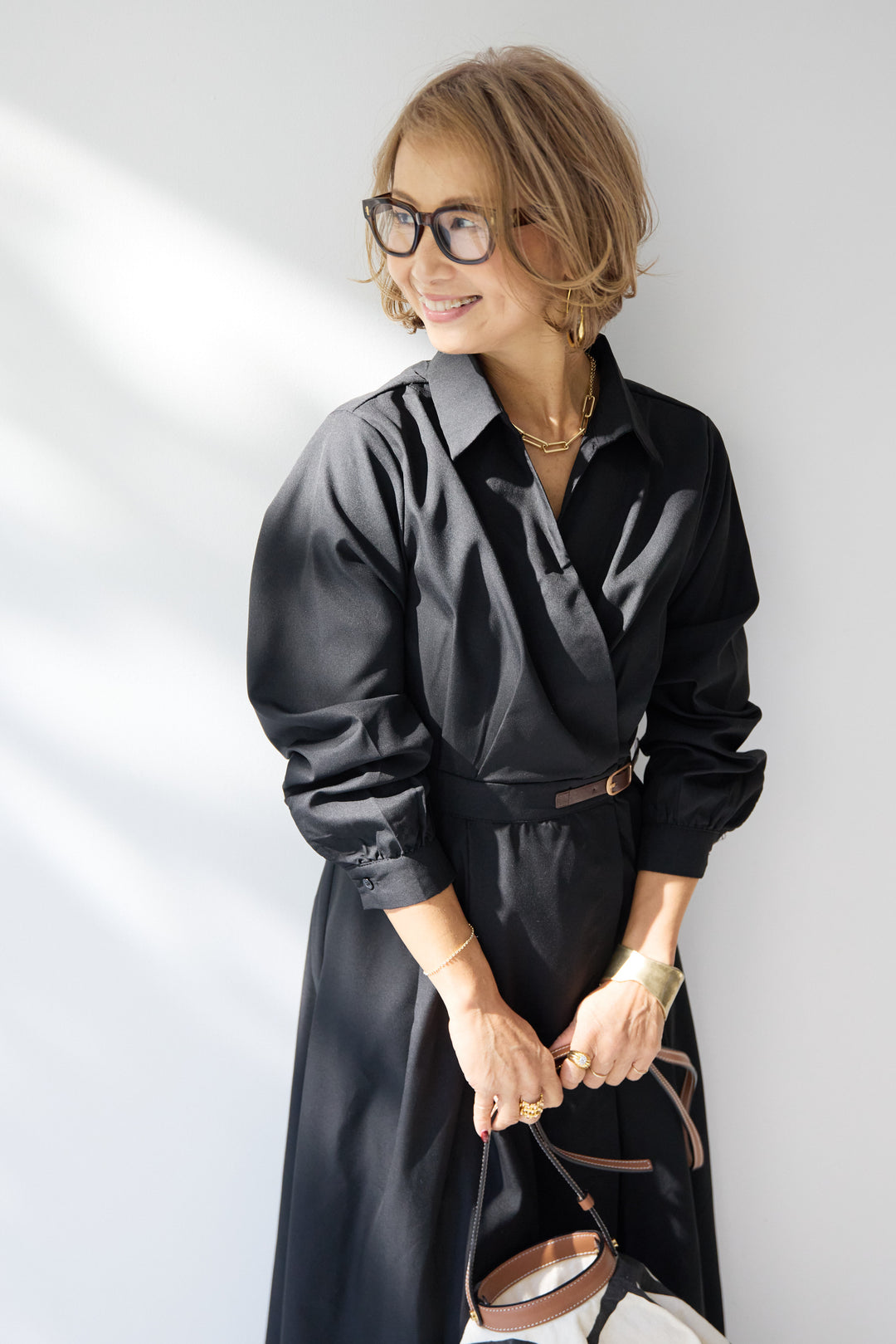 カシュクールデザインシャツワンピース