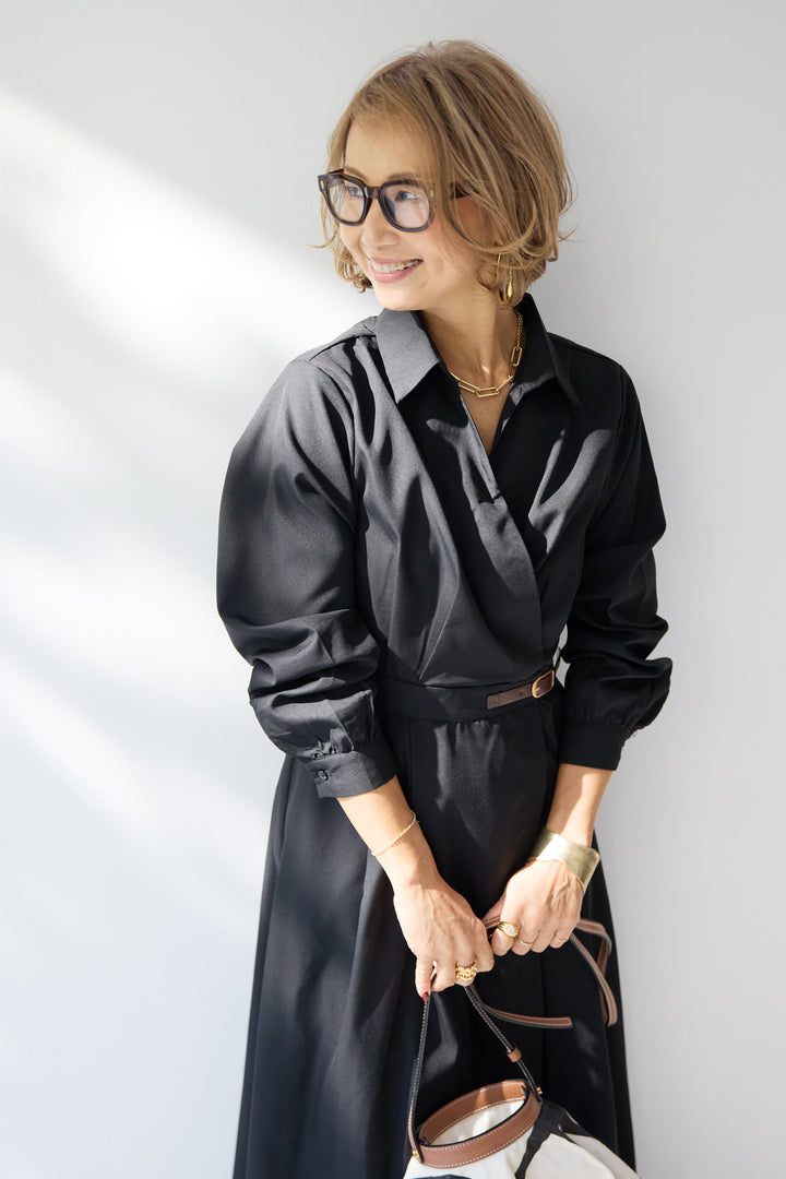 カシュクールデザインシャツワンピース