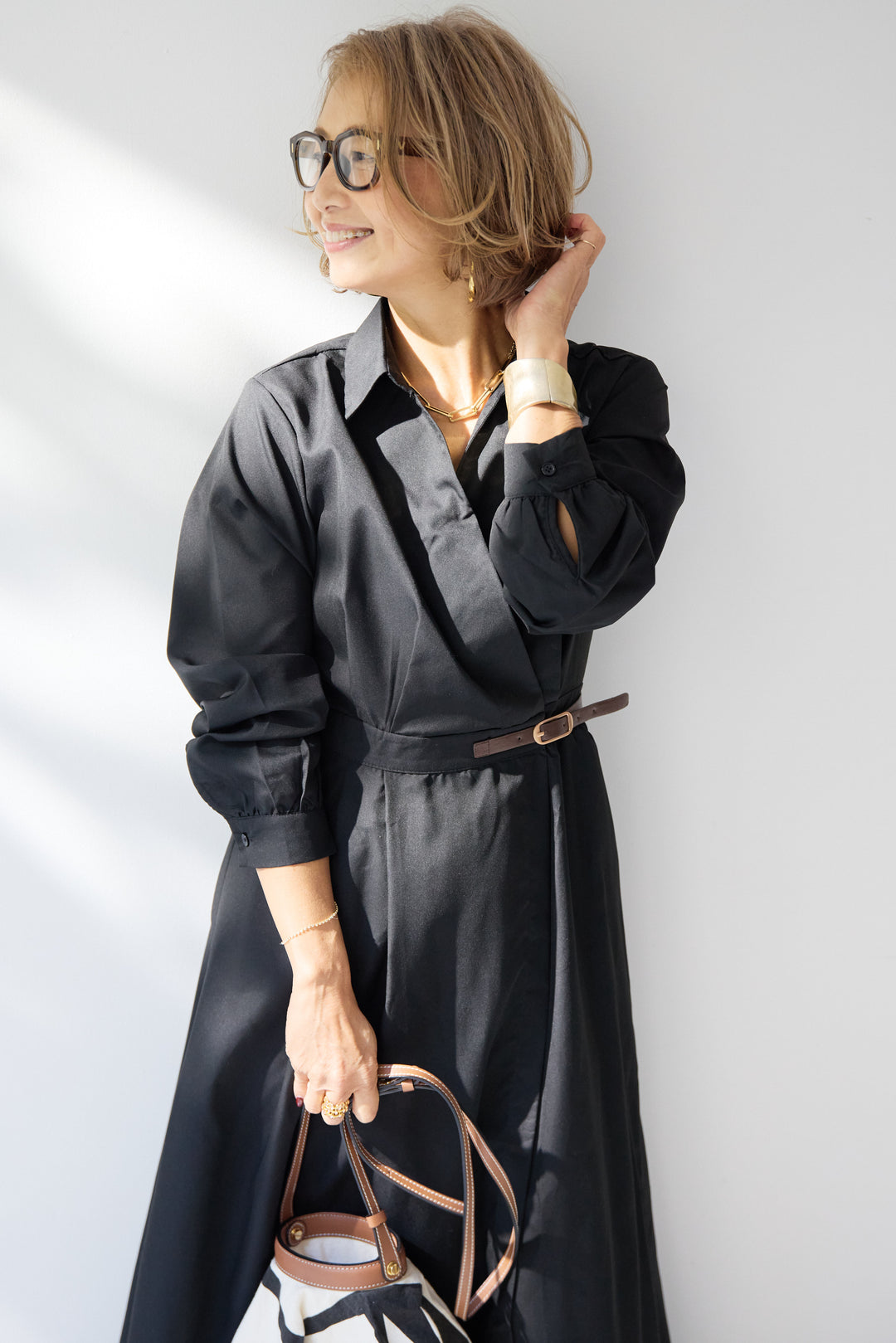 カシュクールデザインシャツワンピース