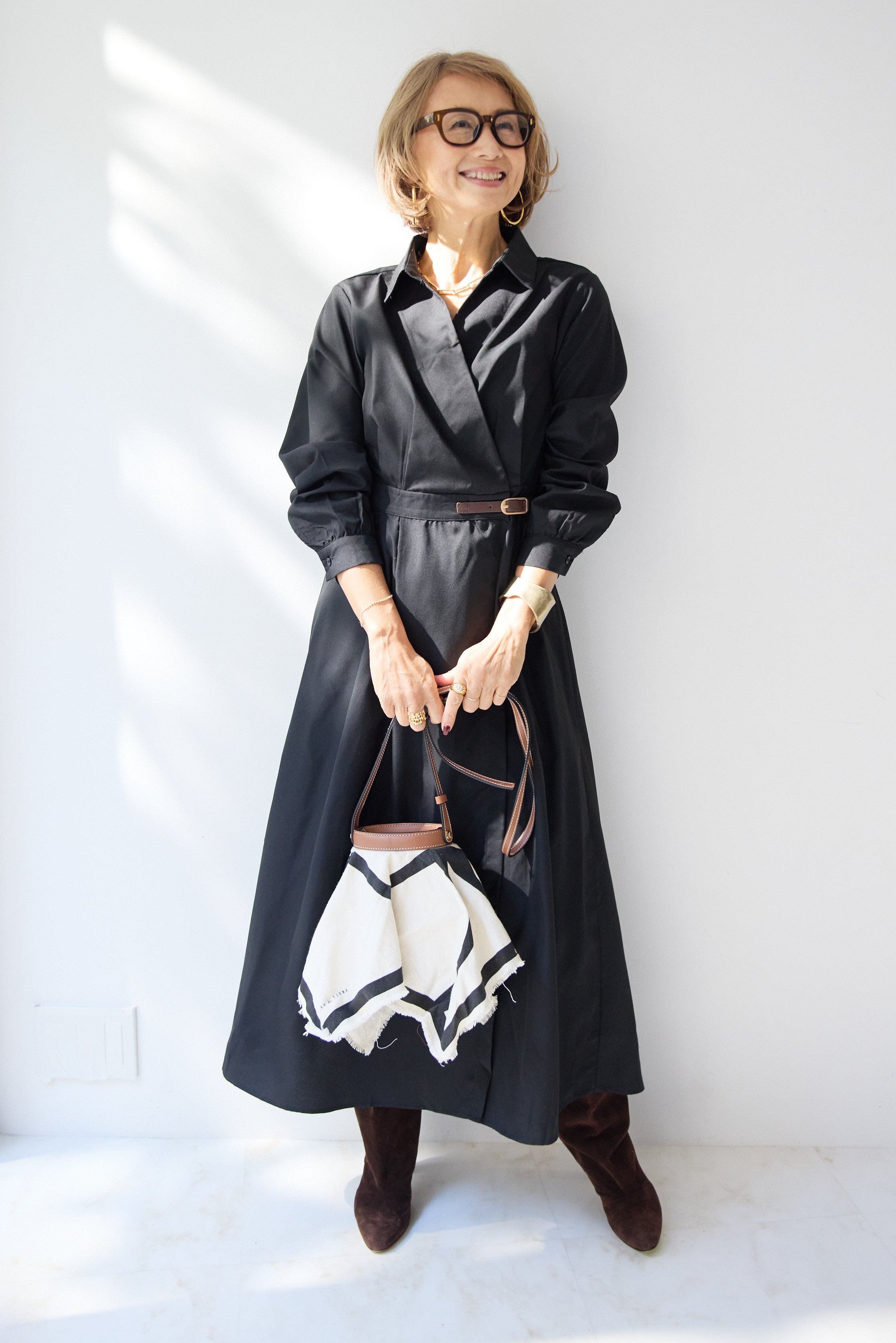 【新品未使用】プラスオトハ カシュクールデザインシャツワンピース ブラック カシュクールデザインシャツワンピース – plusotoha