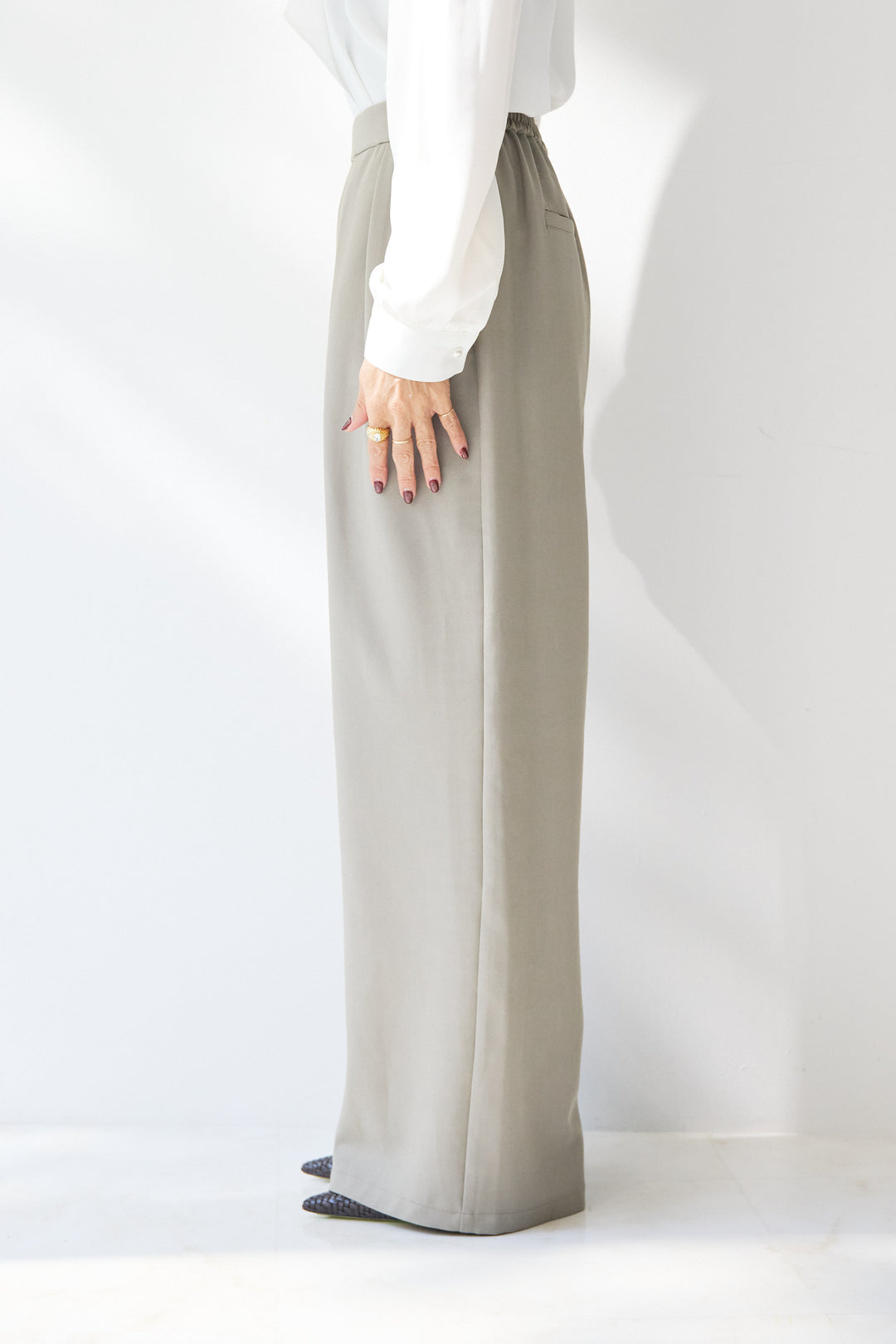 [SET]【イージーケア】ティアードフリル キャミソール+【イージーケア】ストレッチタックワイドパンツ+ベーシックフィット七分袖カットソー(3set)