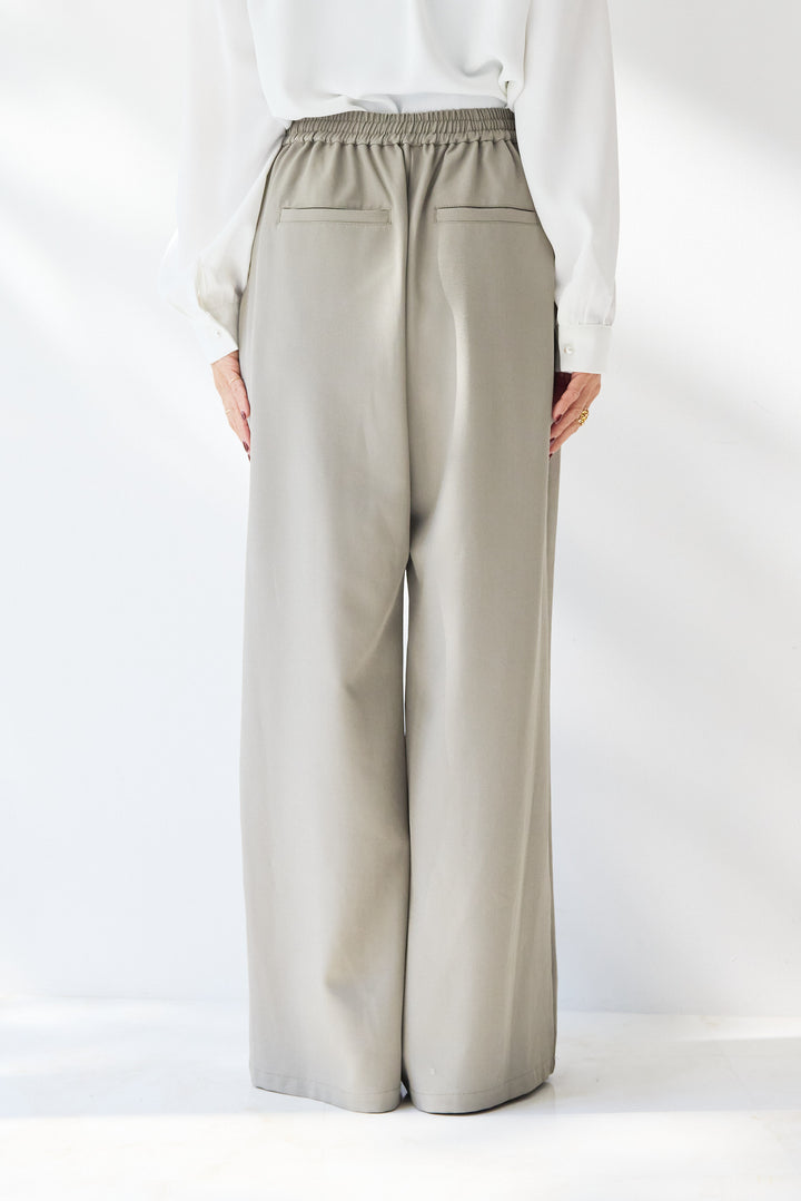 【イージーケア】ストレッチタックワイドパンツ