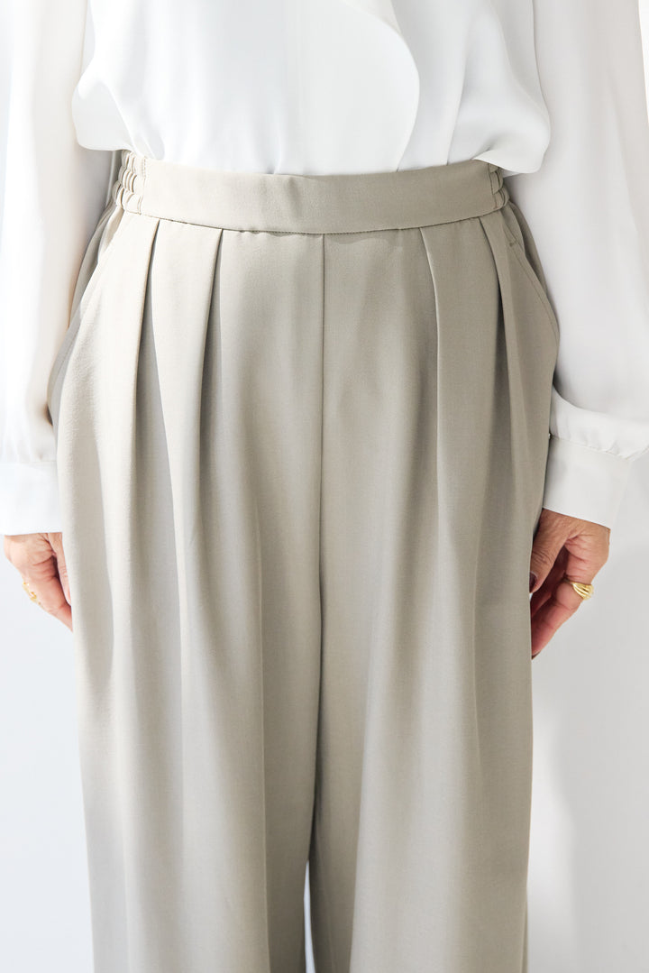 [SET]【イージーケア】ティアードフリル キャミソール+【イージーケア】ストレッチタックワイドパンツ+ベーシックフィット七分袖カットソー(3set)