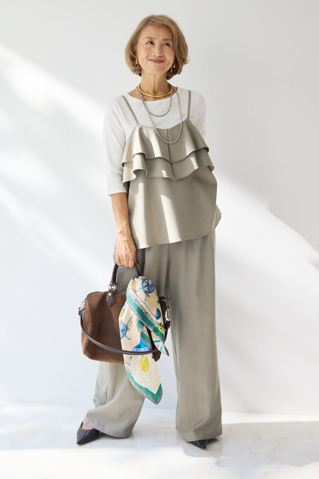 【イージーケア】ティアードフリル キャミソール