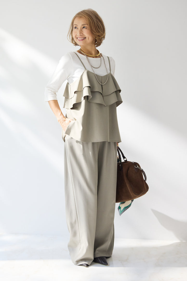 【イージーケア】ティアードフリル キャミソール