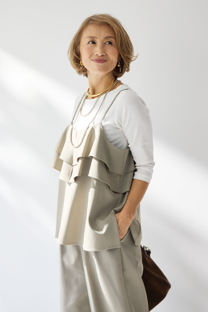 【イージーケア】ティアードフリル キャミソール