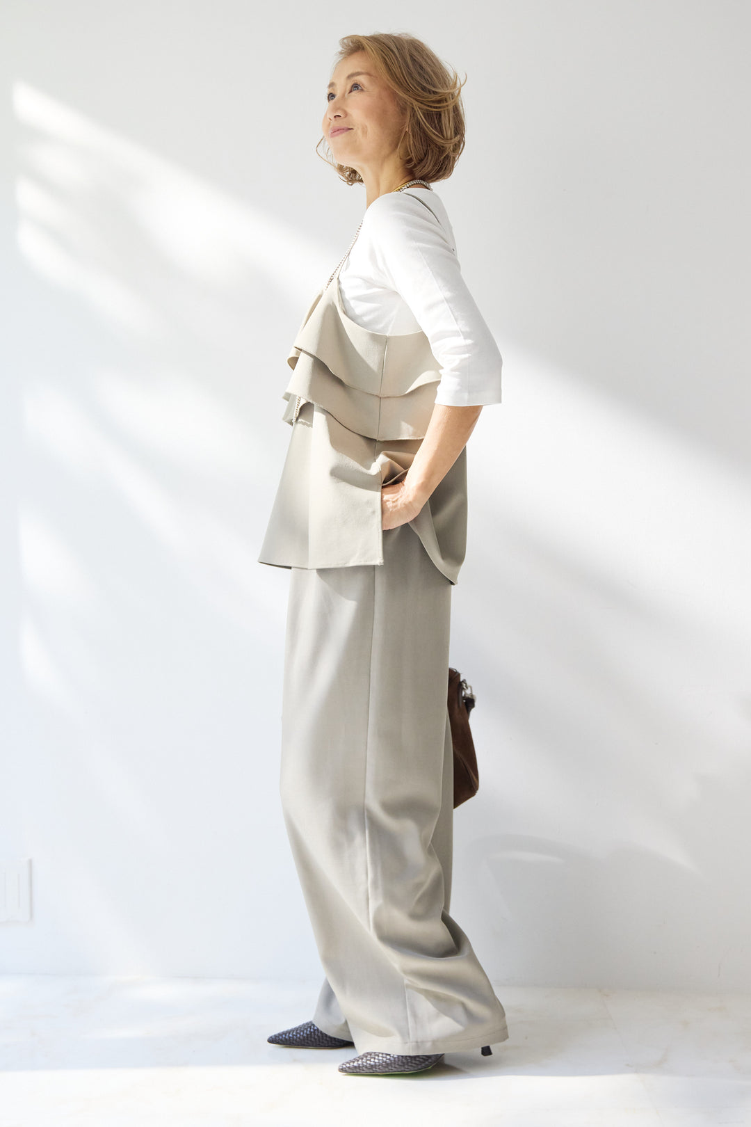 【イージーケア】ティアードフリル キャミソール