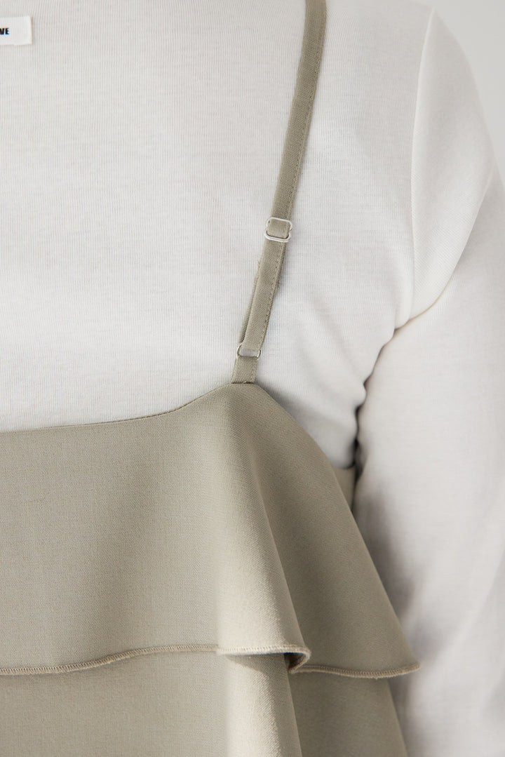 [SET]【イージーケア】ティアードフリル キャミソール+【イージーケア】ストレッチタックワイドパンツ+ベーシックフィット七分袖カットソー(3set)