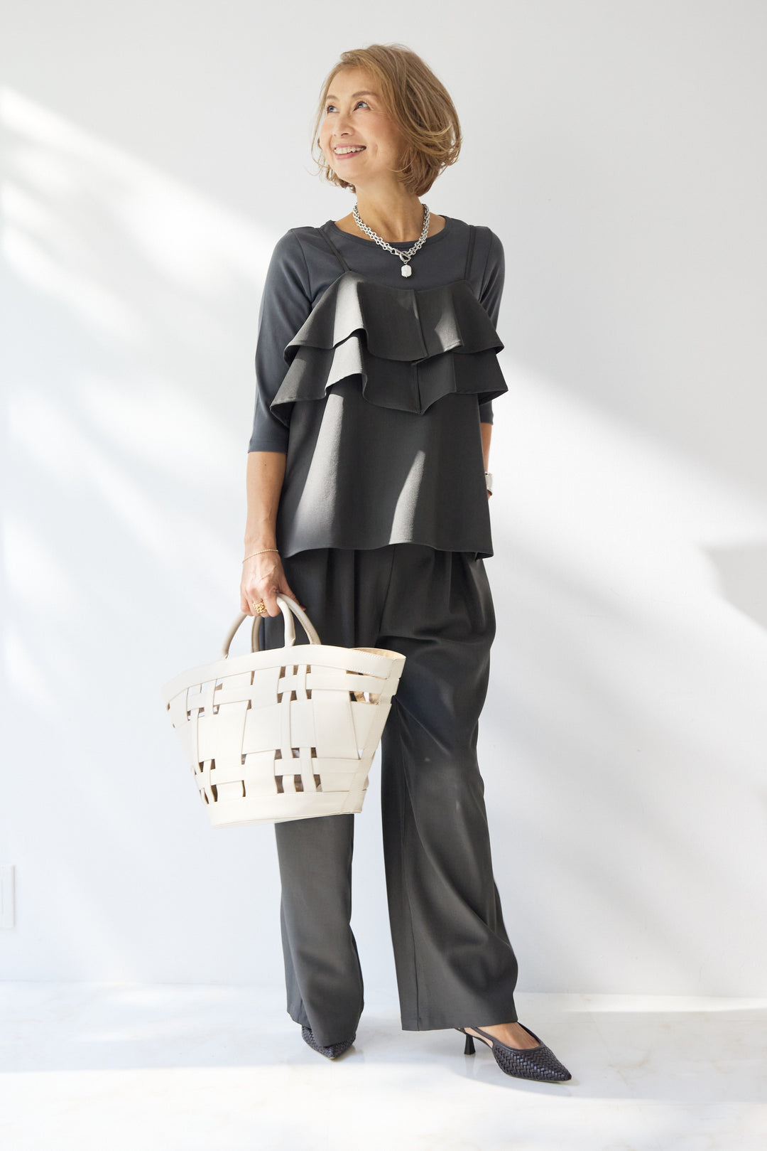 【イージーケア】ティアードフリル キャミソール