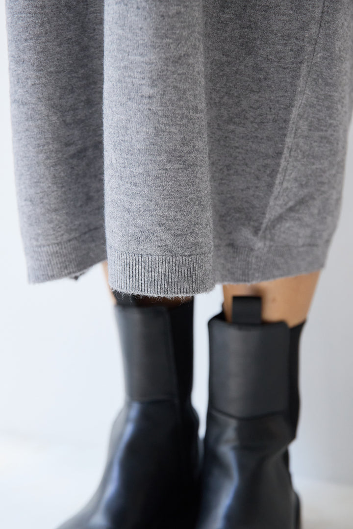 ストライプシャツカラー ニットワンピース