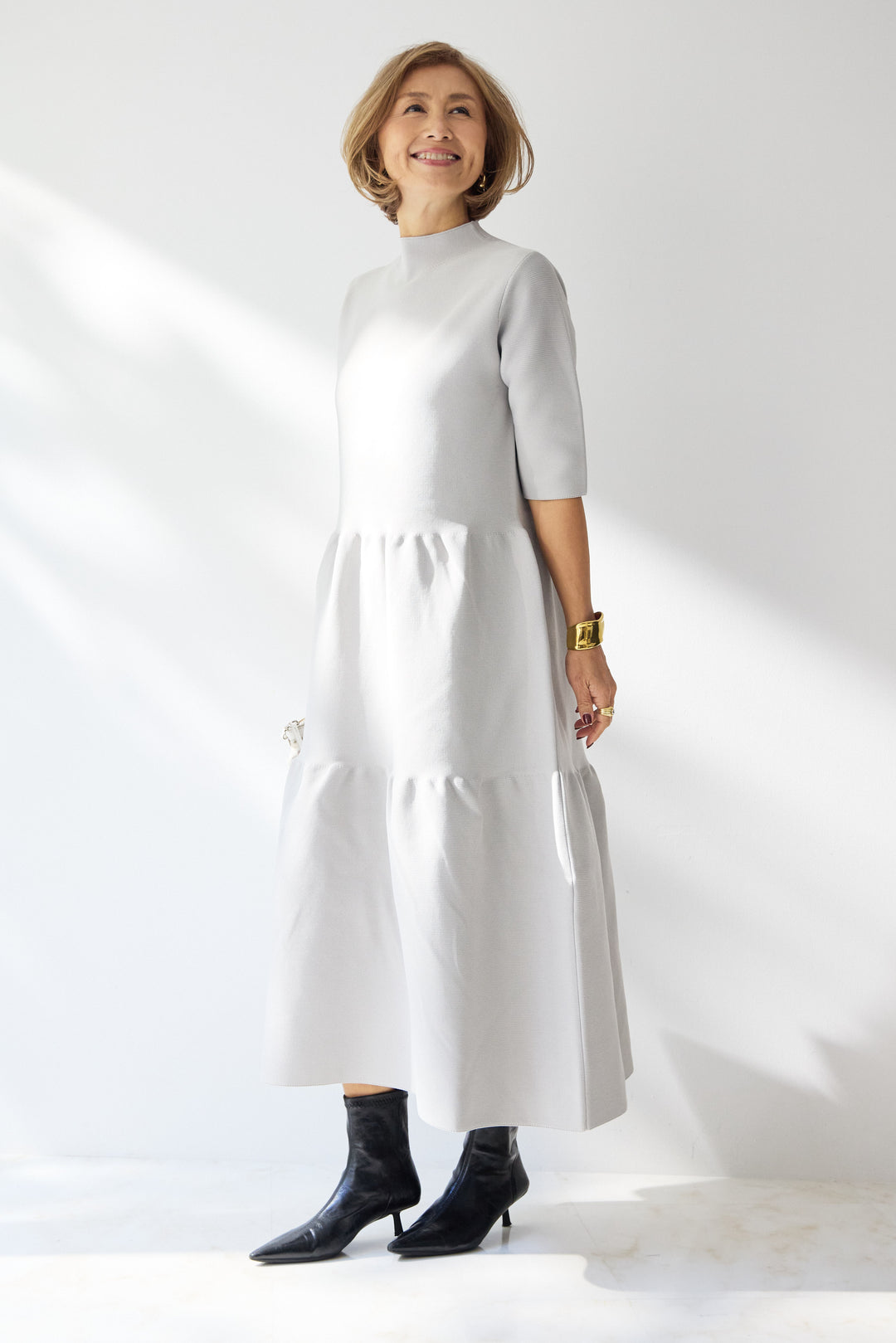 ティアードニットワンピース