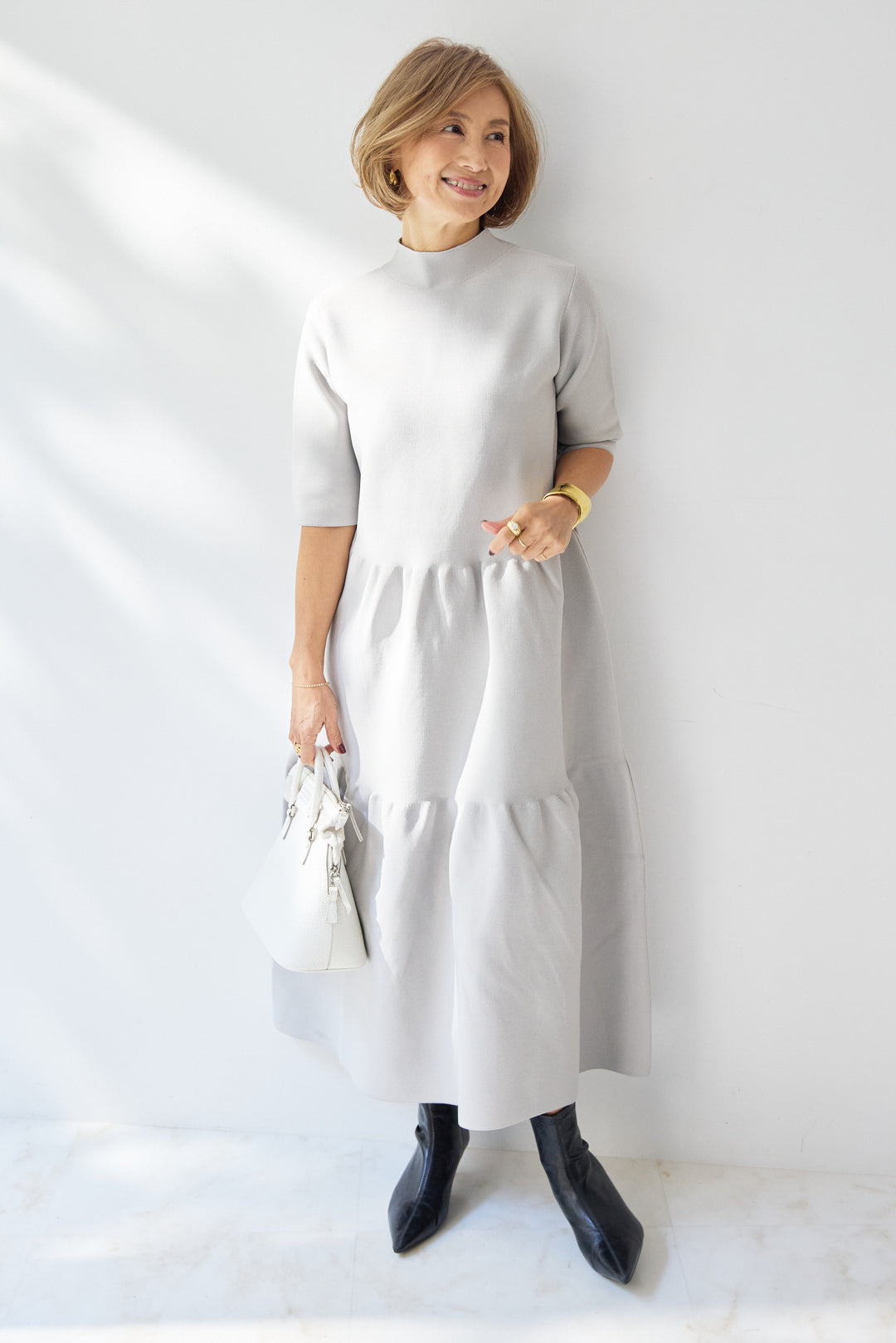 ティアードニットワンピース