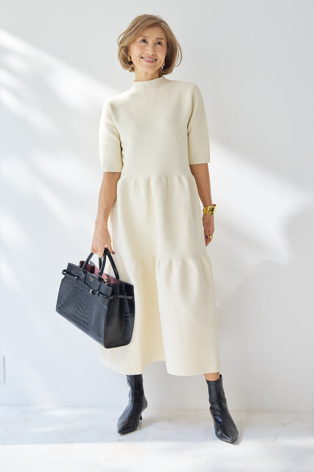 ティアードニットワンピース